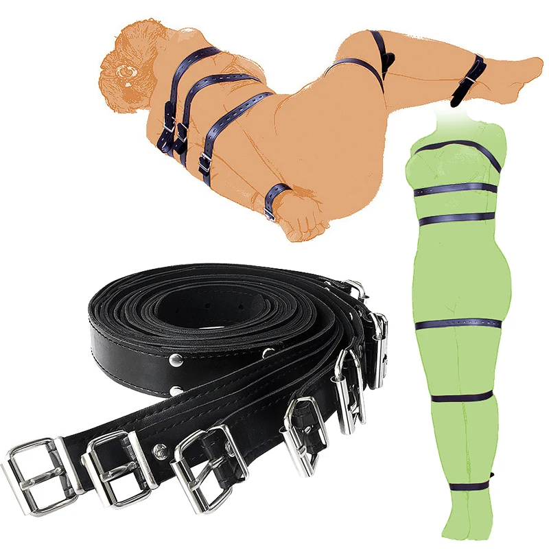 Sexy Women Leather Fetish Restraints SM Bondage Belt Adjustable 7PCS/Set Harness Strap Bondage Rope Adult Sex Toys For Couples