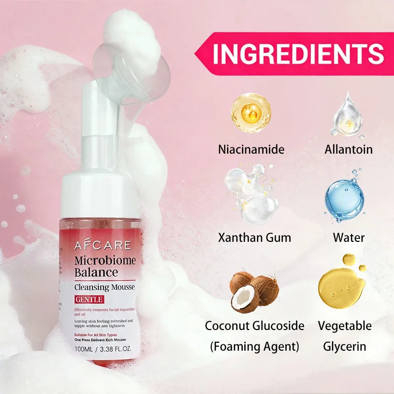 AFCARE Gentle Cleansing Mousse Face Wash for Sensitive Dry Skin - Soothing Daily Hydrating Cleanser That Removes Oil Buildup - 3