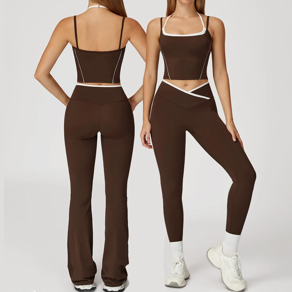 مجموعة اليوغا 2 قطعة ملابس تجريب الصالة الرياضية للنساء ملابس الصالة الرياضية حمالة صدر رافعة عالية الخصر طماق مثير اللياقة البدنية ملابس رياضية بدلات رياضية