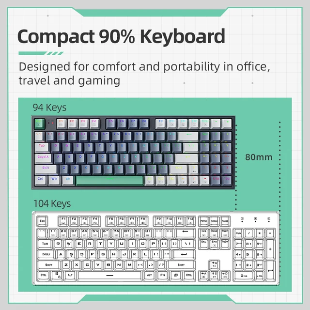 Machenike K500 Mechanical Keyboard Gaming Keyboard Wired Keyboard Hot Swappable 94 Keys RGB Light Mac Windows 4