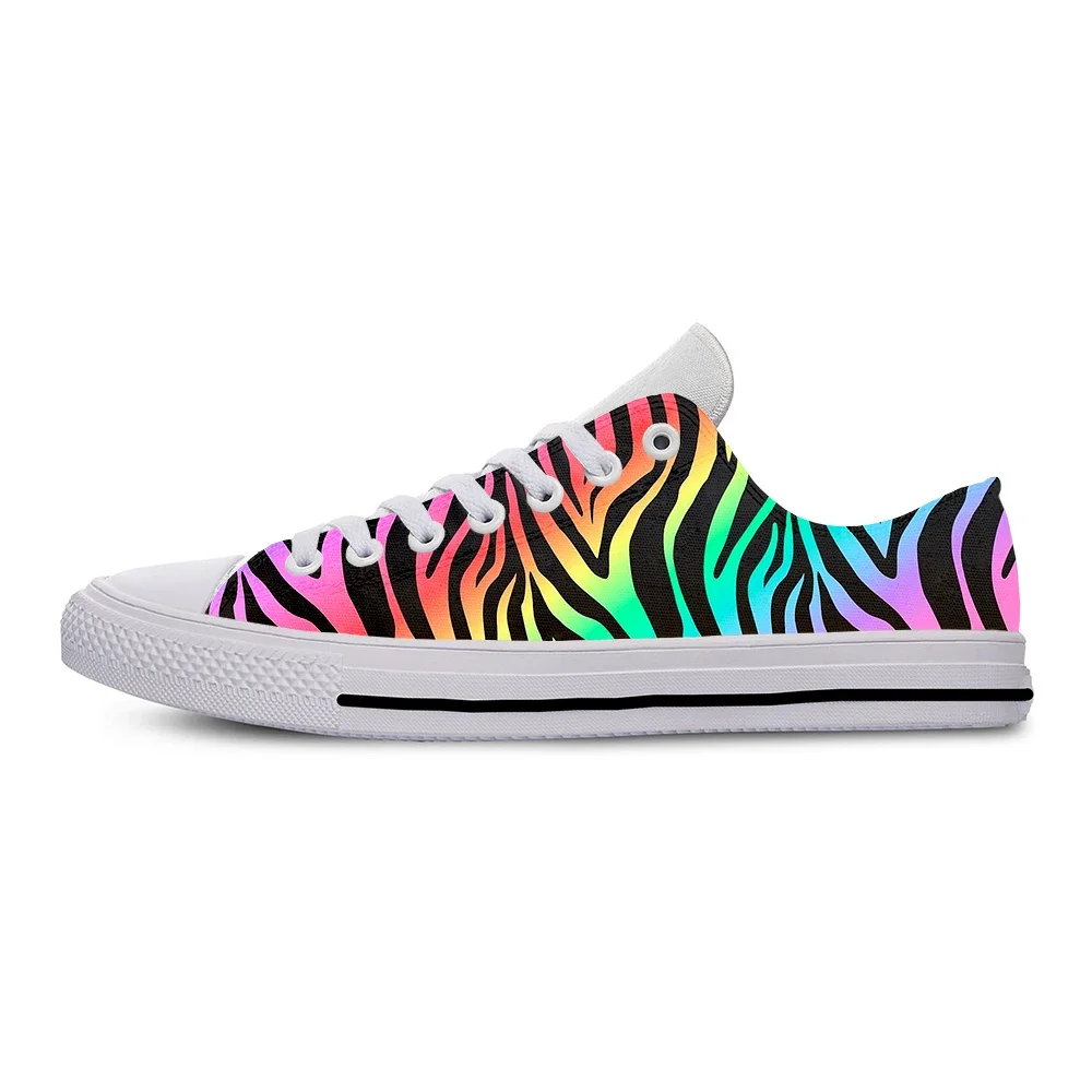 Summer Zebra Print Stripe Cute Funny Casual Shoes Low Top Latest Board Shoes Lightweight Breathable Female Men Women Sneakers