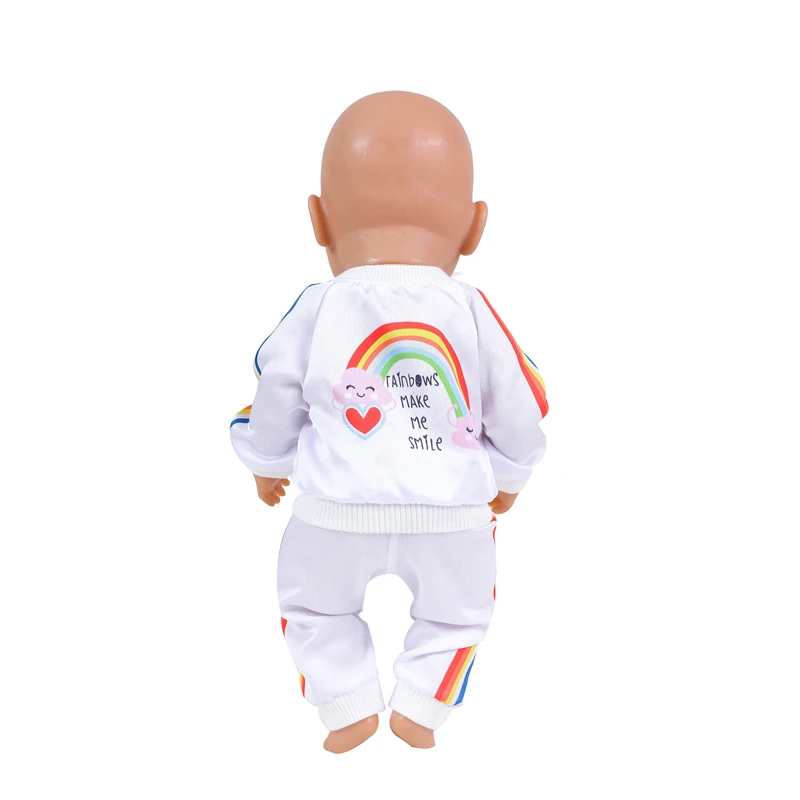 Doll 43 cm Baby Born Clothes Sports Rainbow Hoodies Trousers Dolls Accessories Outfits Fashion 13inch Reborn Doll Costume Gift doll clothes