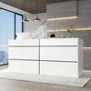 Extra Long Reception Desk with Drawers, Modern Pattern,Office Desk Reception Counter Table 2 Person,White 1