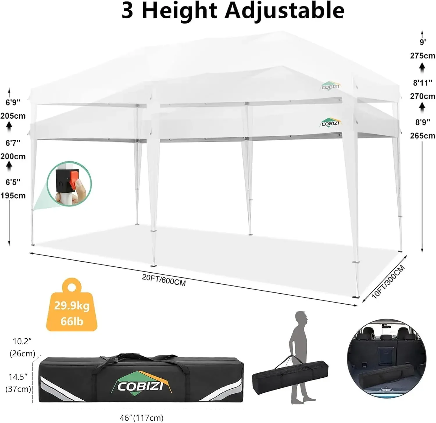 NEW-10x20 Pop Up Canopy Tent with Removable Sidewalls Waterproof Commercial Instant Shelter Outdoor Gazebo Party Tent Protable