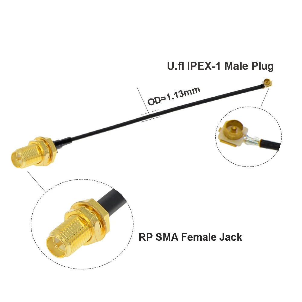 1pcs IPEX Cable SMA Female to uFL/u.FL/IPX/IPEX-1 IPEX 1 Male Plug WIFI Antenna RF Cable RG1.13 Pigtail Extension