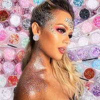 Colorful Glitter Gel for Eyes Hair Body Face Shimmer Diamond Eye Shadow Sequins Gel Cream Flashing Chunky Flakes Makeup Decorati 2