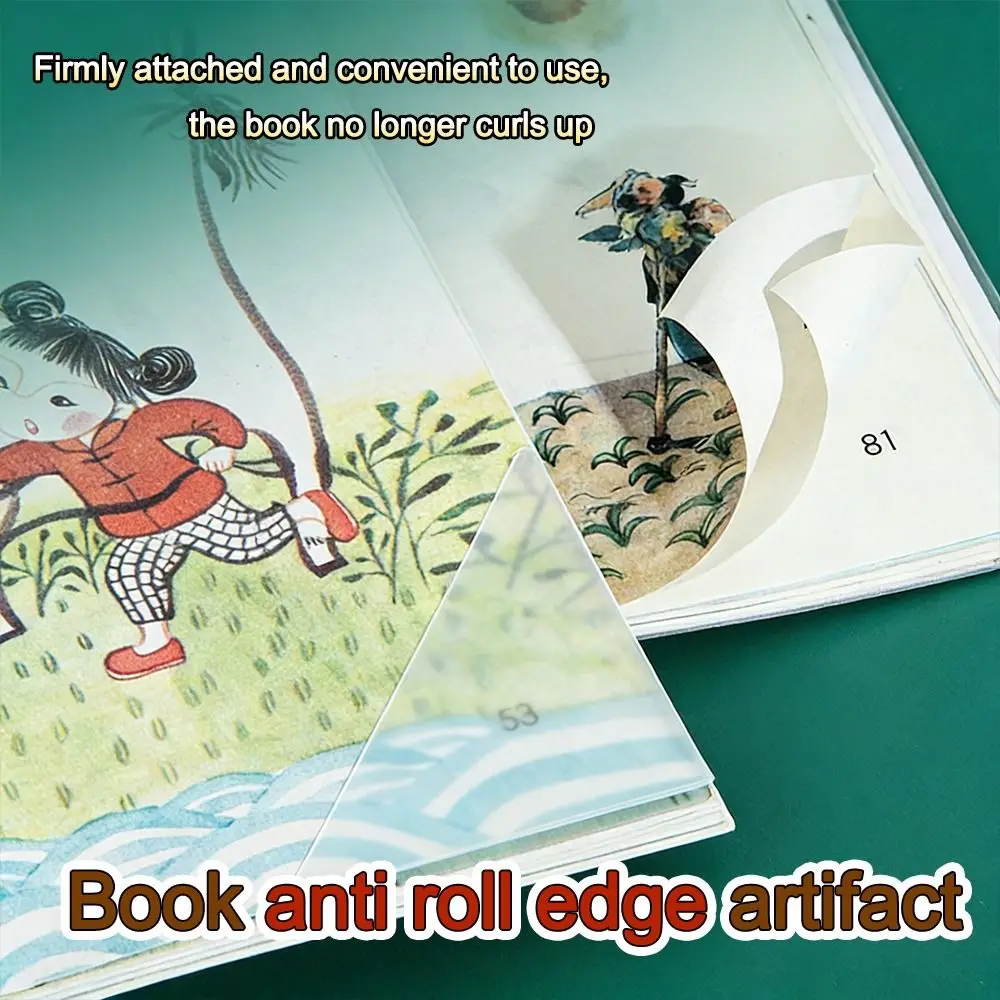 10/100 Stück Dreieckige Buchkanten-Schutzfolien Anti-Roll Transparente Stereotyp-Aufkleber Selbstklebende Buchumschlag-Schutzfolien – Detail 4