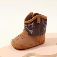 2024 Autumn New Western Cowboy Boots Fashionable and Casual Infant/Toddler Mid length Boots Embroidered Baby Boots for 0-18M 4