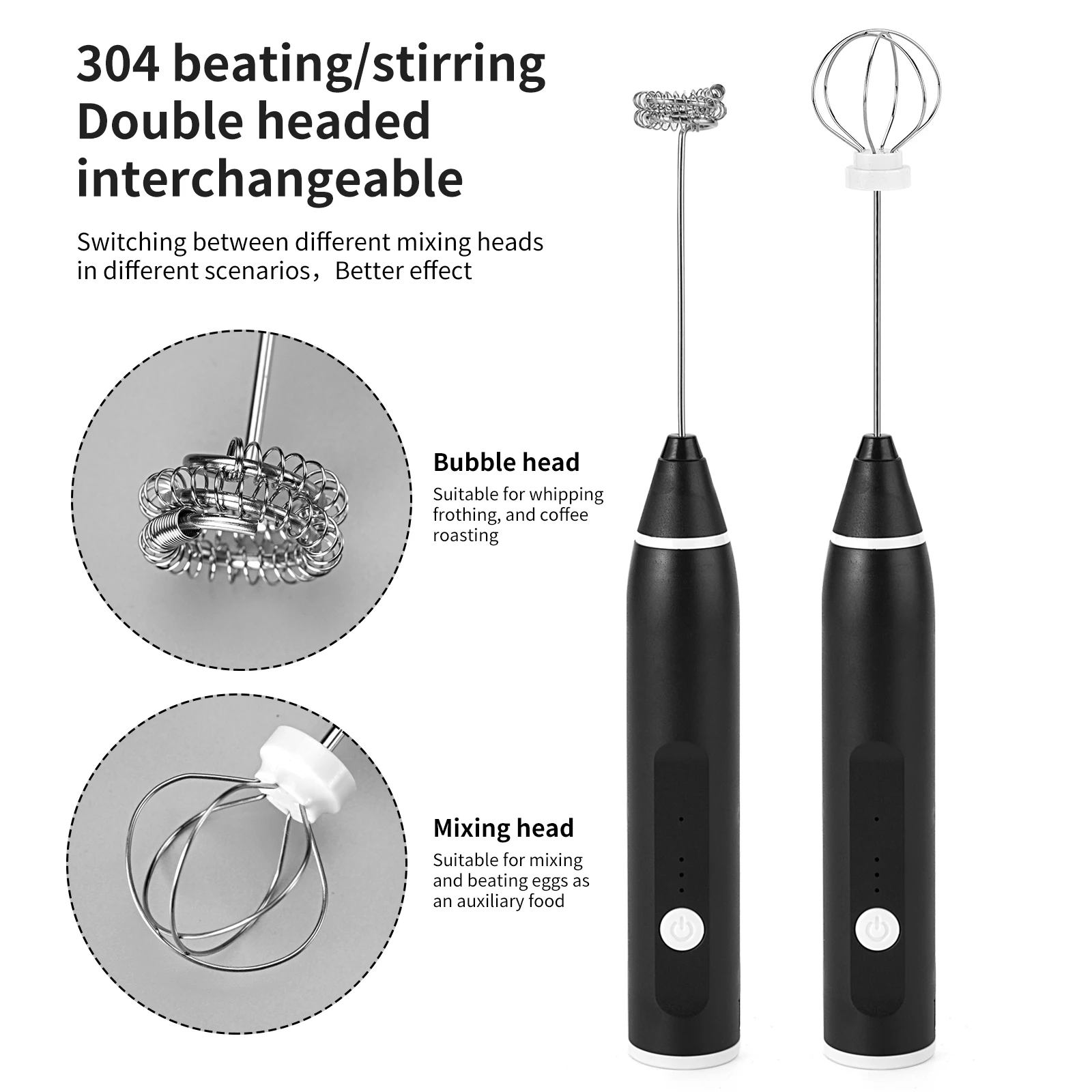 Handheld Egg Beater 3 Speeds Electric Milk Frother Foam Maker Mixer USB Rechargeable Coffee Drink Frothing Wand Foamer 1 PCS