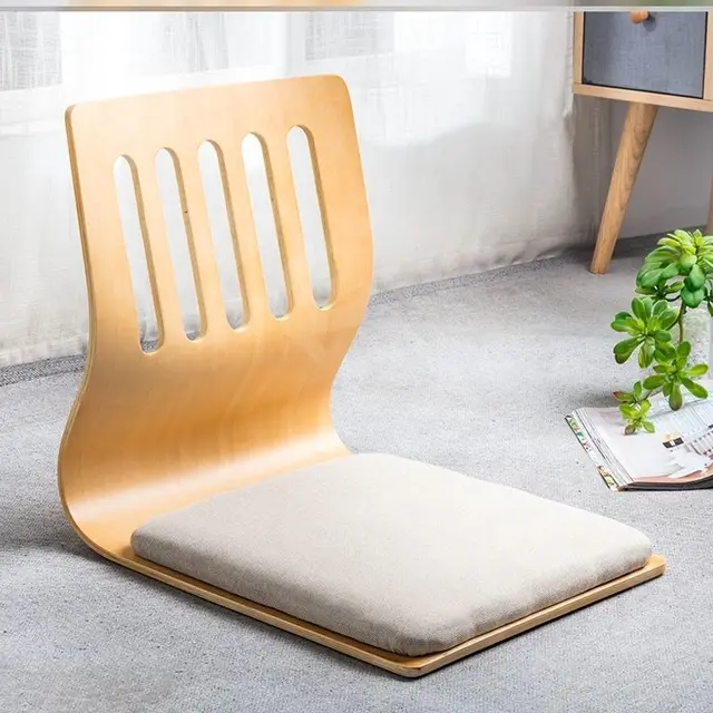 Backrest Household Lazy Japanese-style Chair Legless Reading New Country Floor Chair Back Chair Small-sized No-foot Chair 나무의자 4