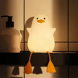 LED Children Night Light Rechargeable Silicone Squishy Duck Lamp Child Holiday Gift Sleeping Creative Bedroom Desktop Decor Lamp