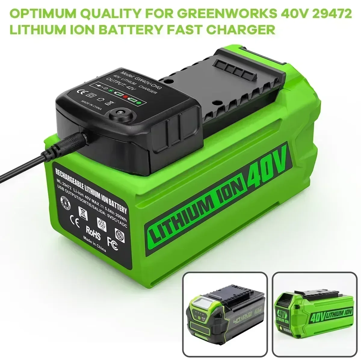 For Greenworks 40V Batteries 6Ah GreenWorks G-MAX Li-ion Battery Manufacturer Replacement Battery for Lawn Mower Power Tools 3