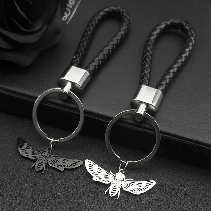 Vintage Silber Farbe Biene Schlüsselanhänger Edelstahl Einfacher Schmuck Fliegende Insekten Flügel Tier Schlüsselanhänger Für Frauen K3800 – Detail 9