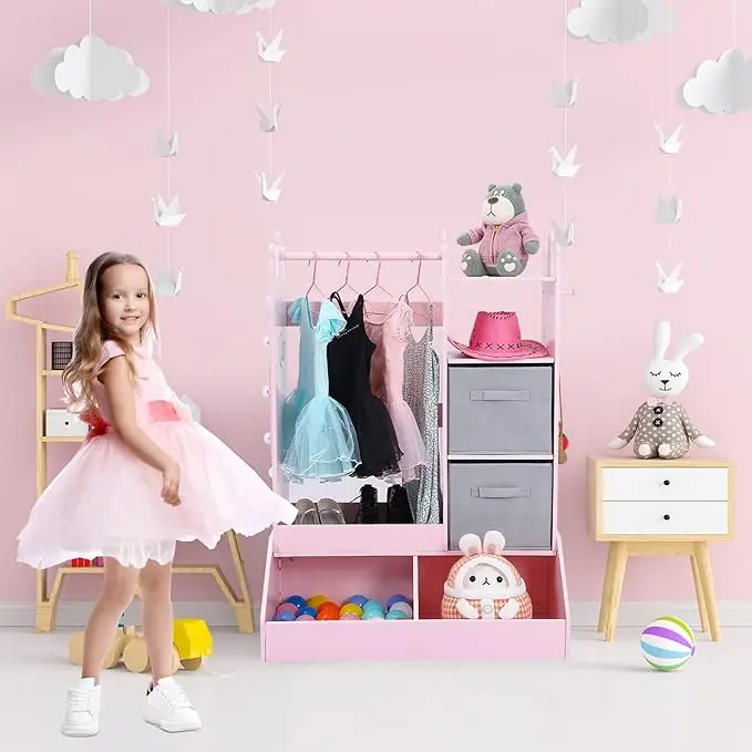 Kids Clothes Rack with Storage 2