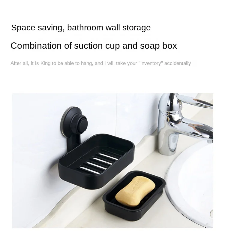 Description Picture 3 of itemSoap Box Drain Soap Holder Box Bathroom Shower Soap Holder Sponge Storage Tray Creative Sucker Water-free Storage Box