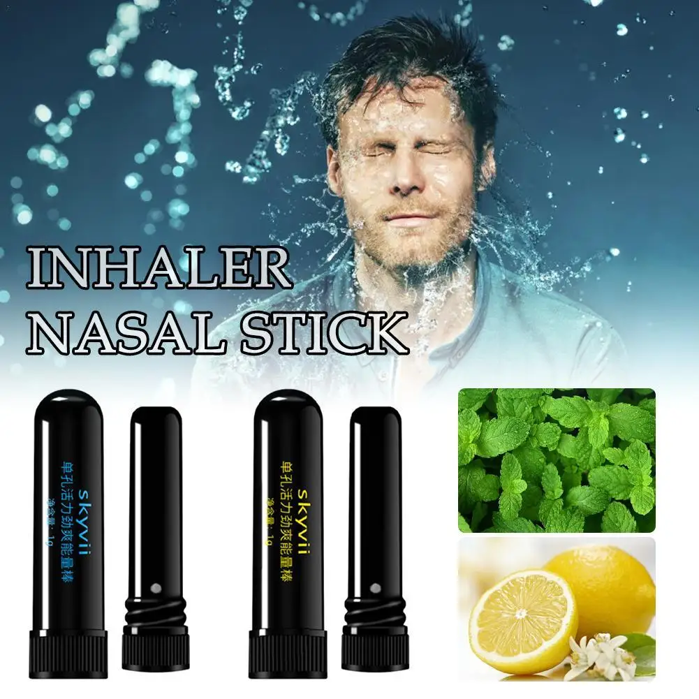 

Lemon & Mint Inhaler Nasal Stick Natural Herbal Aromatherapy Inhaler Tubes With Cooling Oils Portable Breathe Stick Health Care