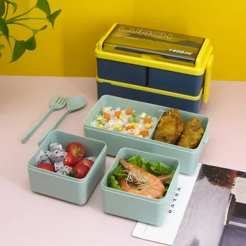Kitchen Supplies, Double-layer Compartment Insulation Set, Easy to Clean, Microwave Oven, Plastic Lunch Box 1