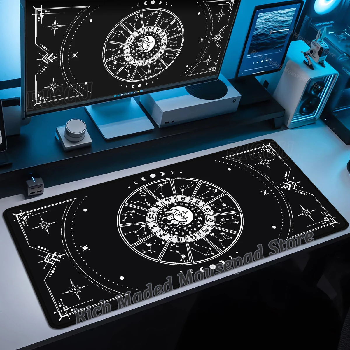 Mond Stern Wahrsagerei Mousepad Sternzeichen Astrologische Tablemat Konstellationen MousePad Laptop Tastatur Teppich Schreibtischunterlage PC Zubehör