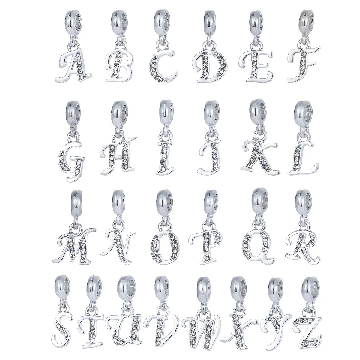 Customizable A-Z Letter Pendant Inlaid Cubic Zirconia Initial Alphabet Charms for Necklace and Bracelet Chic Jewelry Accessories