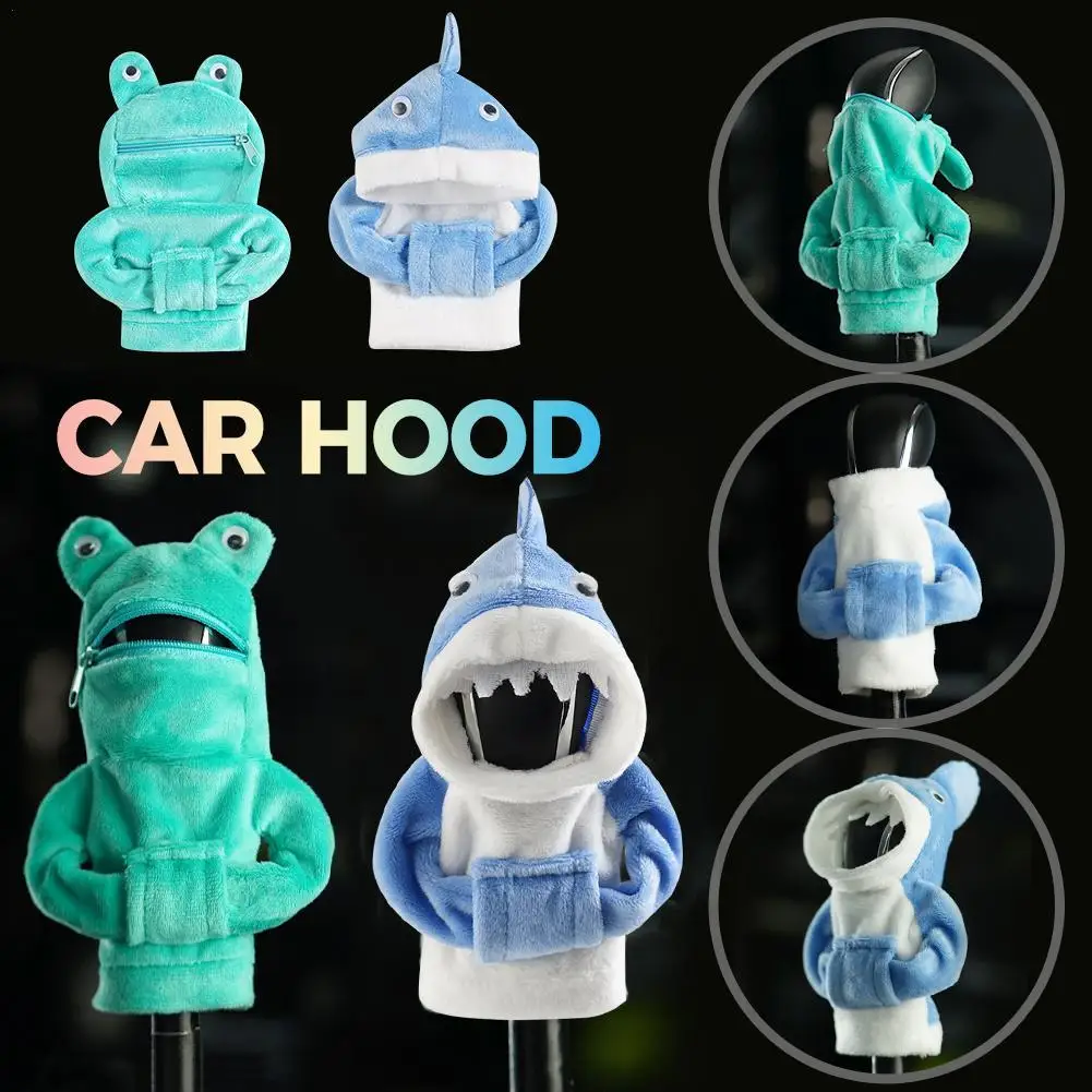 

Mini Shark Gear Stick Car Shifter Hoodie Cute Funny Car Gear Shift Knob Cover Sweater Car Accessories Interior