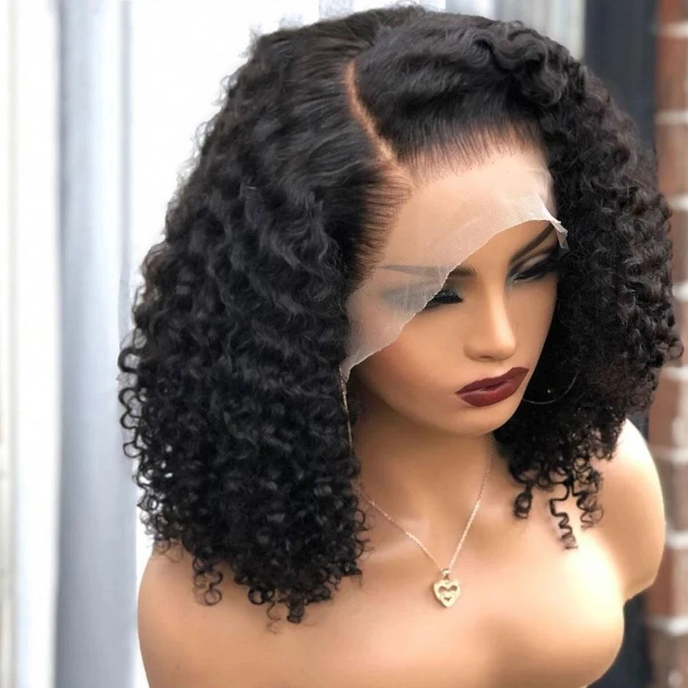 

Short Bob Hair Wig Human Hair Brazilian Curly 4x4 Closure Wig Transparent 13x4 HD Deep Wave Lace Frontal Wigs For Black Women