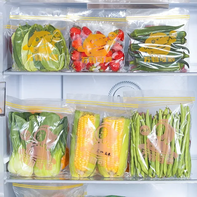Sac de rangement transparent réutilisable à fermeture éclair, sac de qualité alimentaire, réfrigérateur, conservation des aliments frais, scellé, congélation des fruits, spécial 4