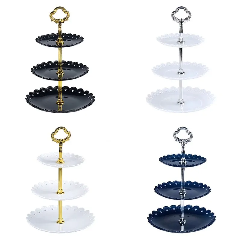1PC European Dessert Table Fruit Tray Three Layer Cake Stand Rack For Wedding Party