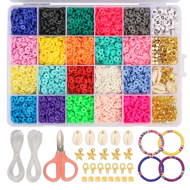 4000pcs Clay Beads For Jewelry Bracelet Making Kit 6mm 24 Colors Flat  Polymer