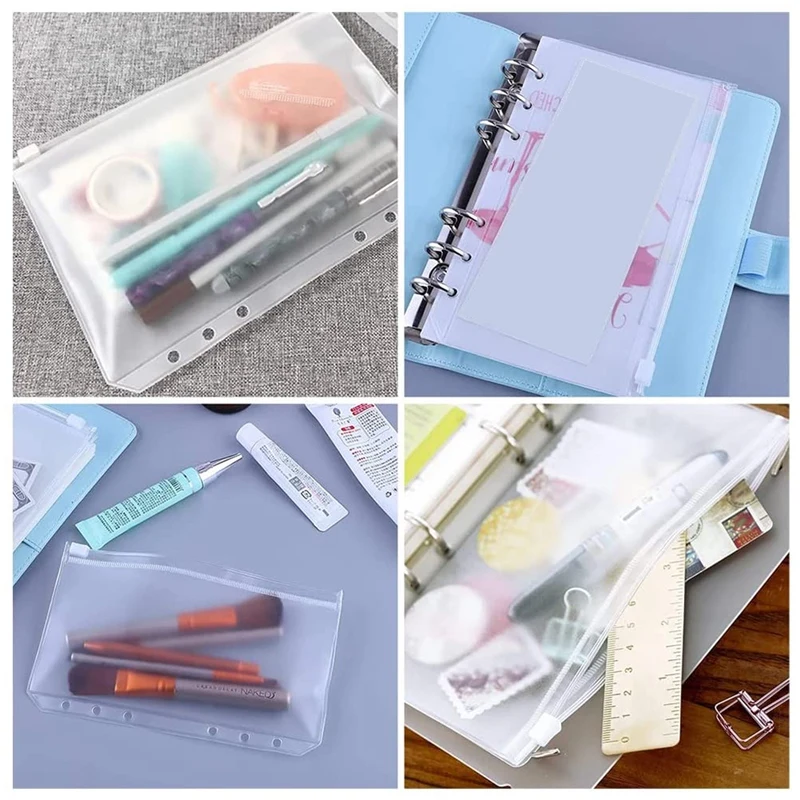 바인더 포켓 12PCs 경비 예산표, 6 홀 A6 바인더 지퍼 폴더 포켓, 6 링 노트북 바인더, 30PCs