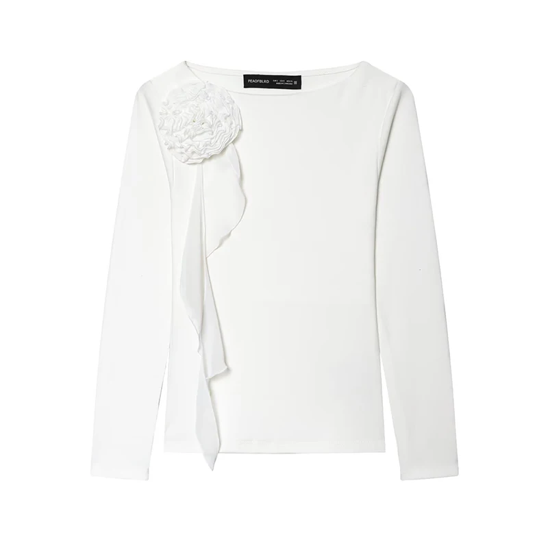 Women's Simple Style T-Shirts Spring Summer Fashion With Flower Short T Shirts for Women Streetwear Long Sleeve Casual Tops