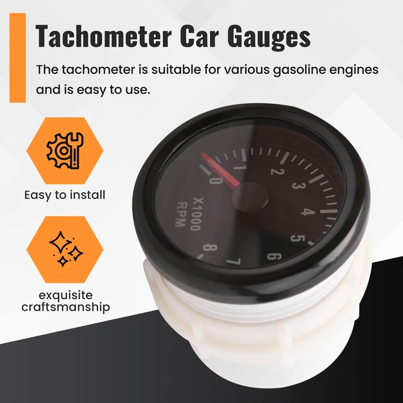 52MM Electrical Tachometer 0-8000 RPM 2Inch RPM Tacho Meter For 2 3 4 5 6 8 Cylinder Gasoline Engine Car Boat Yacht tachometer gauge,engine tachometer,tachometer meter