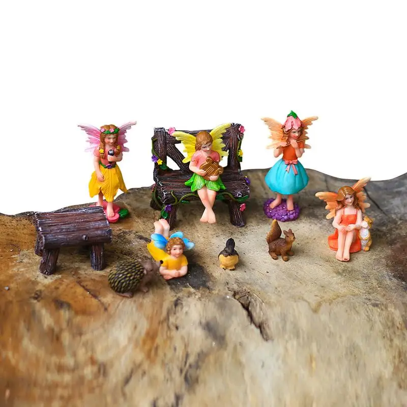 

Fairy Garden Kit Miniature Fairies Figurines With Animals Resin Waterproof Cute Miniature Fairies Figurines Fairy Girl Fly Wing