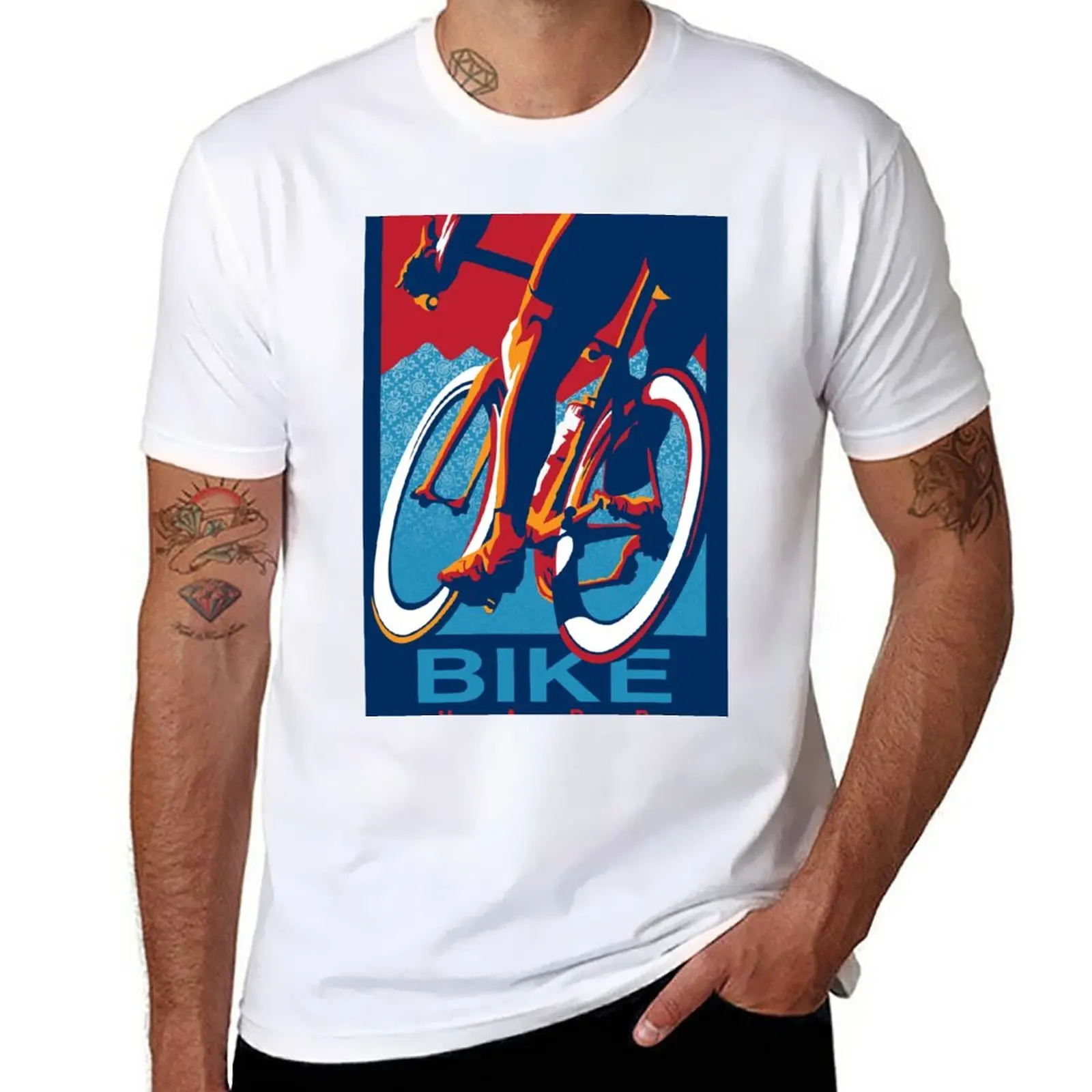 

New Retro styled motivational cycling poster: Bike Hard T-Shirt plain t-shirt oversized t shirts tops Blouse mens white t shirts