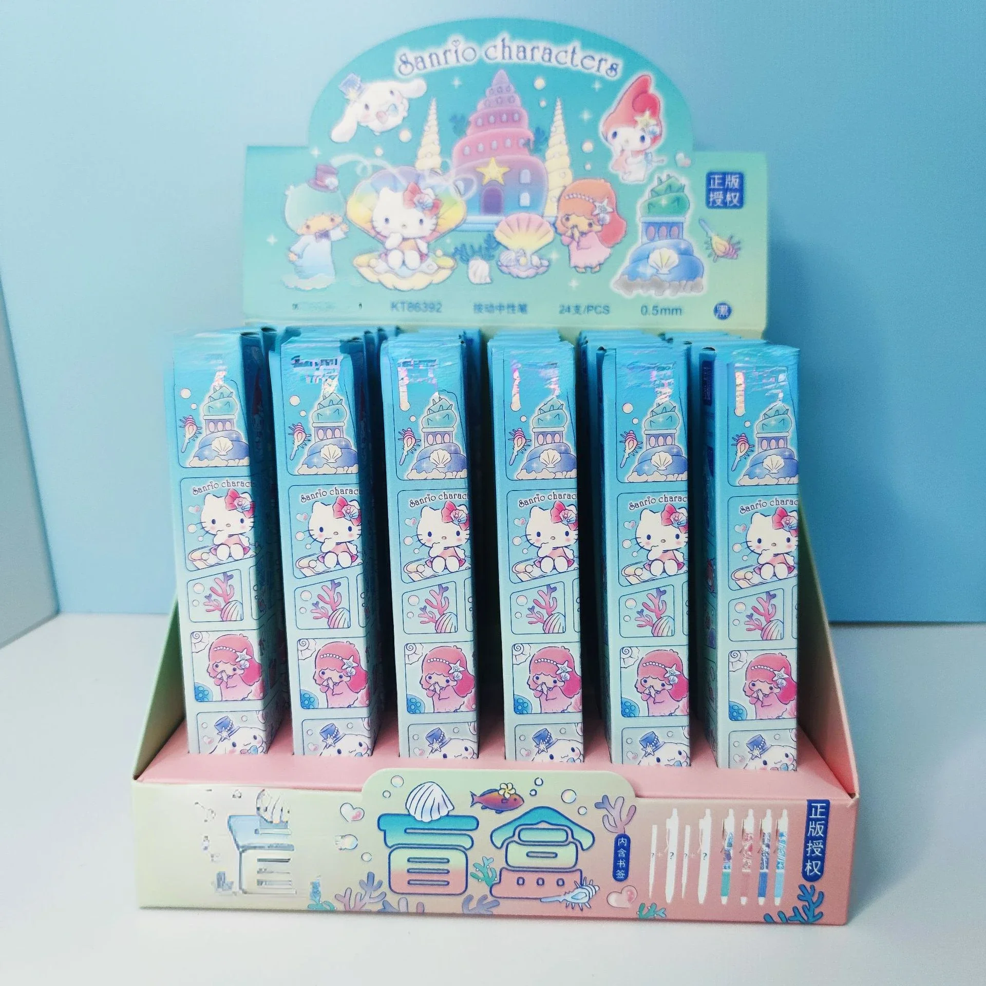 

24pcs/full box Kawaii Sanrio Anime Cartoon series HelloKitty Little twin star Cinnamonll cute girl heart student blind box pen