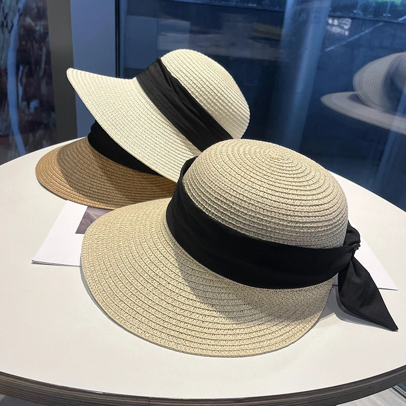 Summer Beach Sunshade Straw Hat Women's Beach Vacation Sunscreen Hat Big Brim Straw Knitted