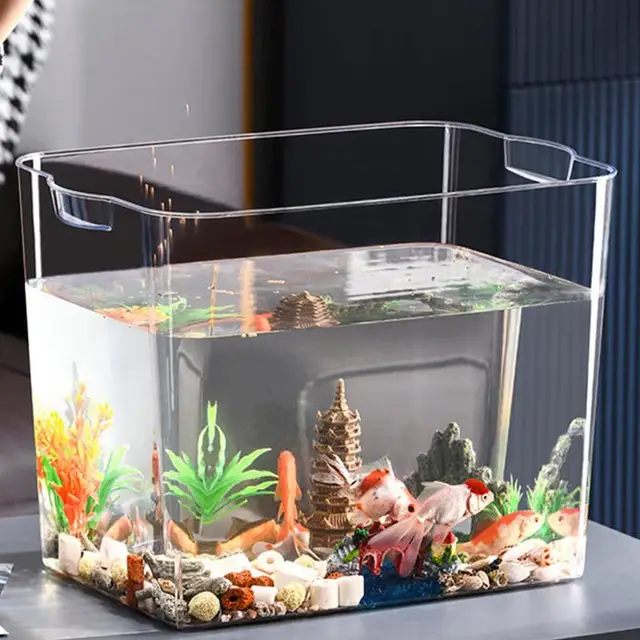 Beginner Fish Tank Stackable Transparent Cube Tank Small Fish Bowl For Temporary Space Turtle Tanks Desktop Aquarium For 4