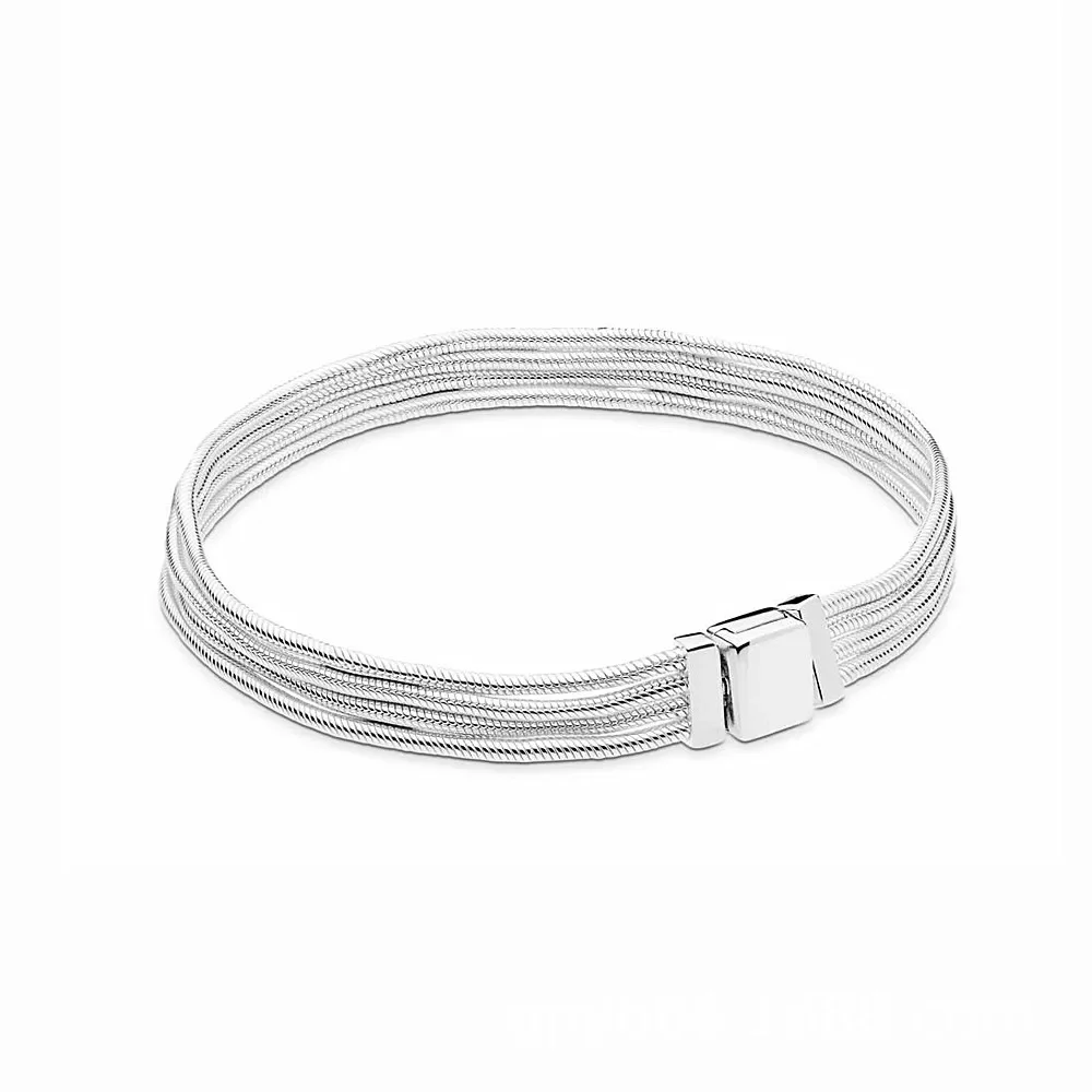 

Spring Reflexions style Multi Snake Chain Bracelets for women 925 sterling silver pan jewelry fit charms beads bracelet