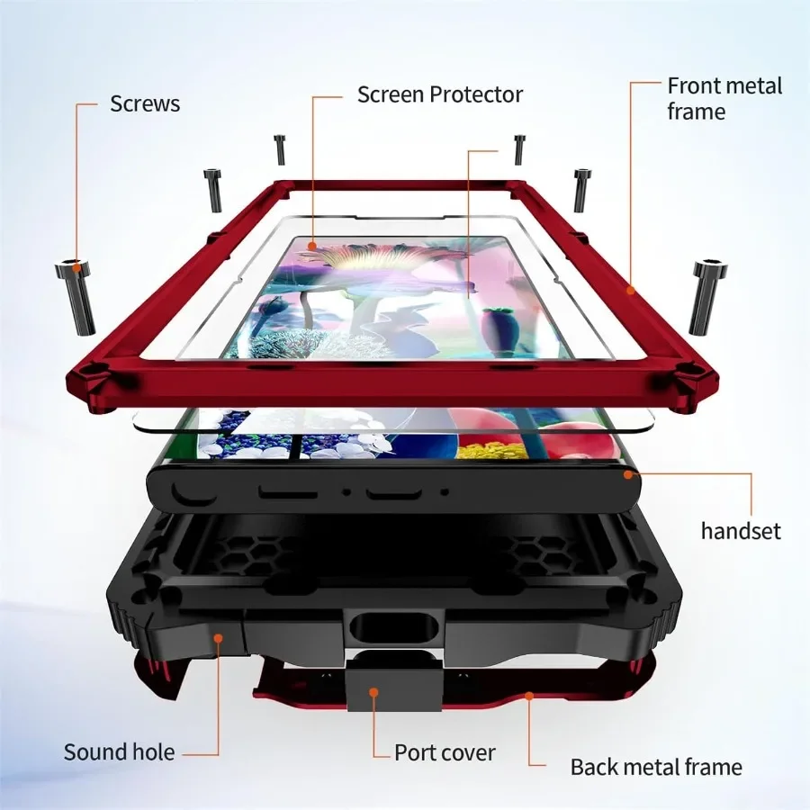 For Samsung S22Ultra Rugged Aluminum Alloy Metal Armor Case Shockproof Anti-scratch Cover Built-in Glass Screen Lens Protector