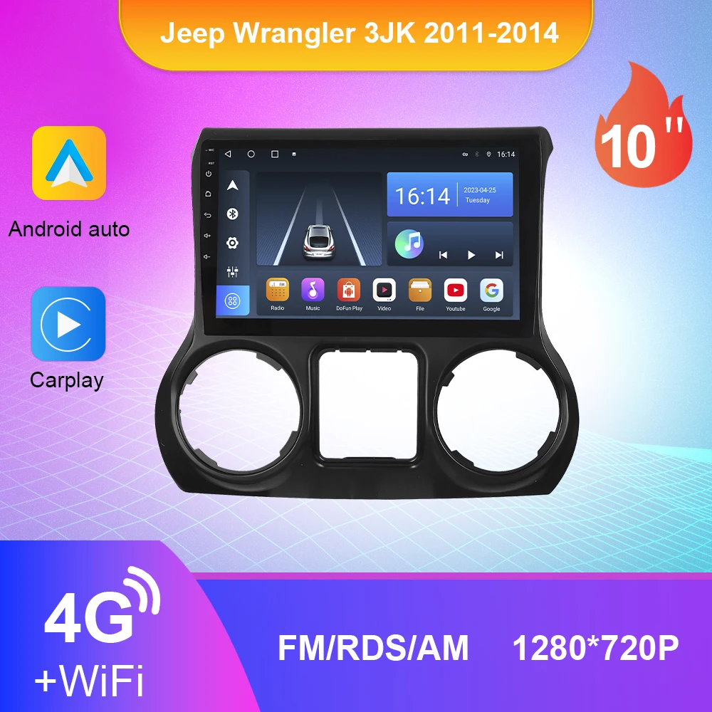

Android 2011 для Jeep Wrangler 3JK 2014-Автомобильный мультимедийный плеер Автомагнитола Carplay GPS DSP навигация Авторадио 2Din 10 дюймов
