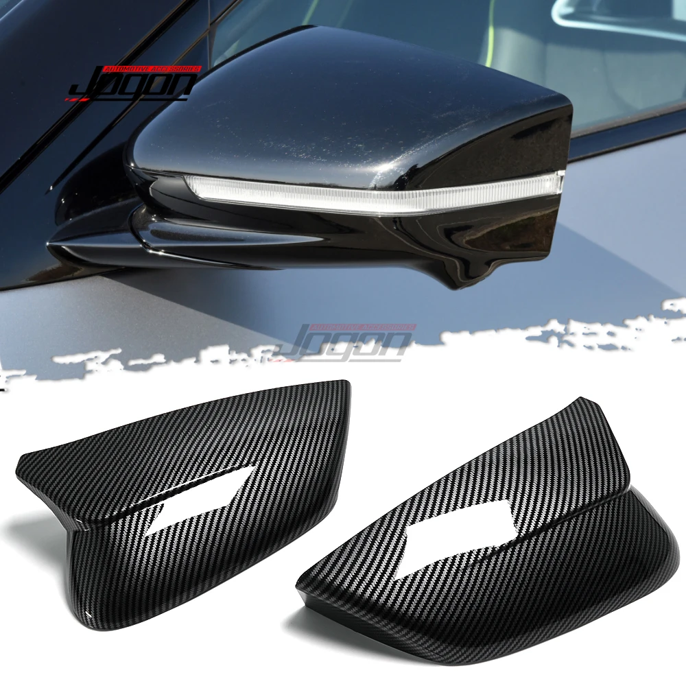 

Carbon Fiber Look OX Horn Rearview Mirror Caps Shell Side Wing Rear View Cover Trim For KIA EV6 2021-2023 Exterior Accessories