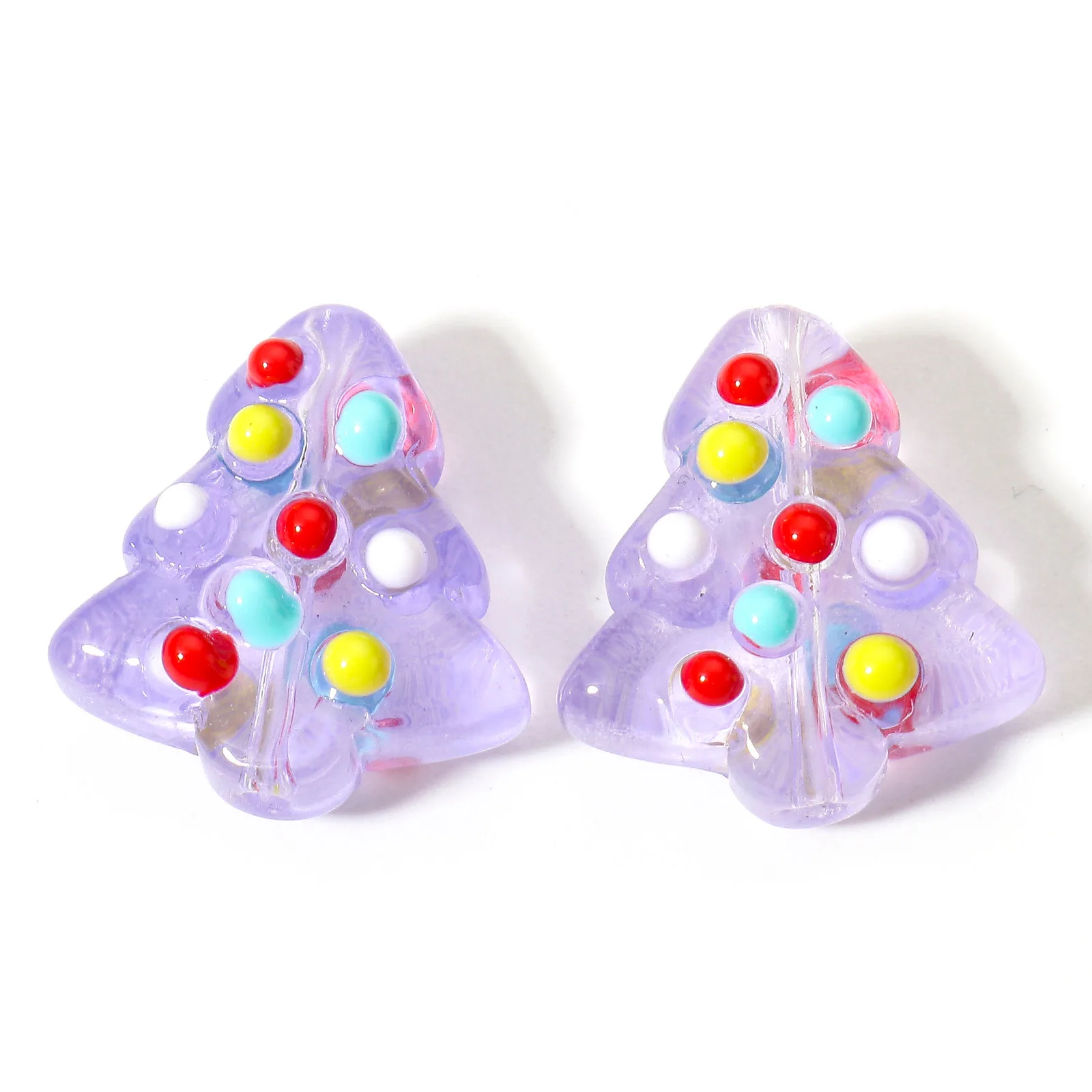 2 Stück Lampwork Glasperlen Weihnachts baum mehrfarbige Emaille Perle für DIY Charm Schmuck machen ca. 16mm x 15mm, Loch: ca. 1mm – Detail 11
