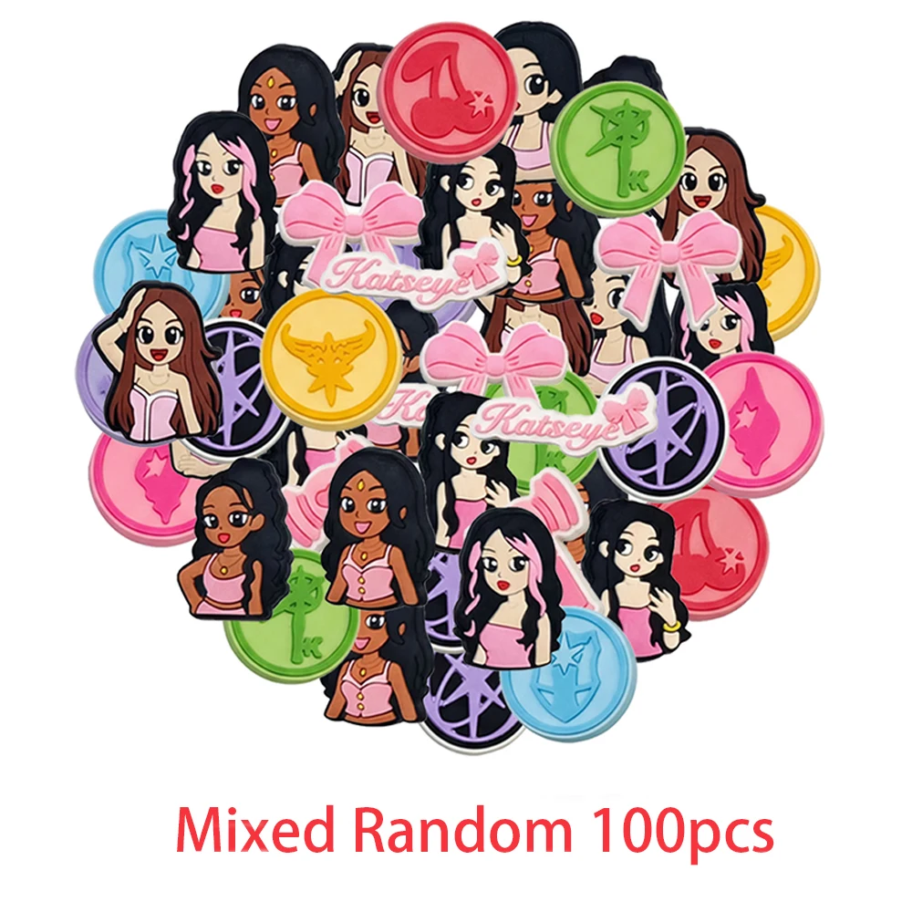 16-100pcs Cartoon Katseye Musical Theme Series PVC Shoe Charms Accessories DIY Detachable Waterproof PVC Shoe Decorations Gifts
