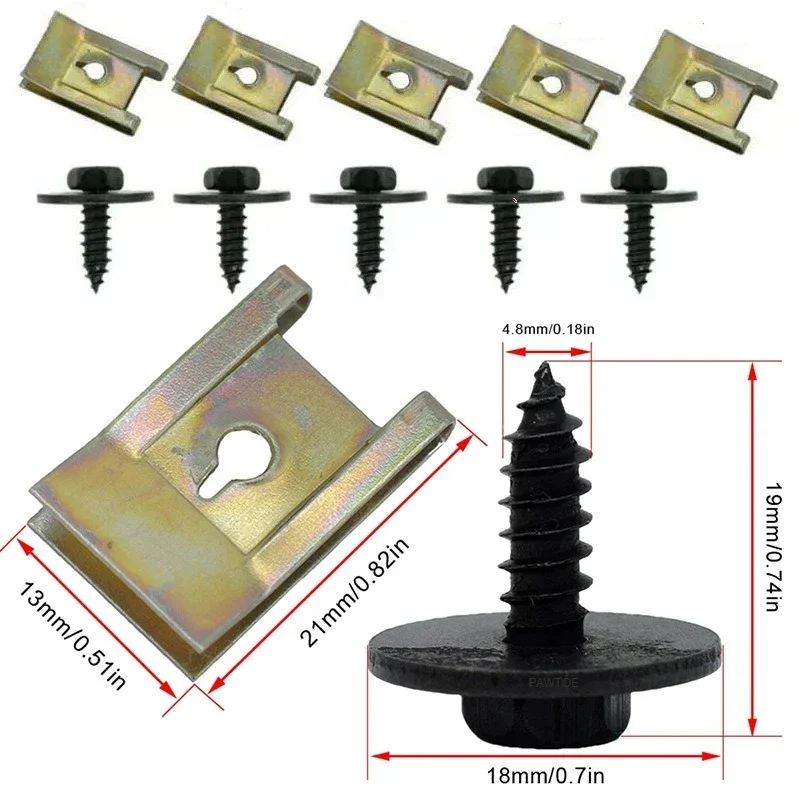 40er-Pack U-Clips aus Metall für die Automodifikation, Schraubbasisbefestigungen, Kotflügel, Stoßstangenschutz, Verkleidungsinstallation – Detail 2