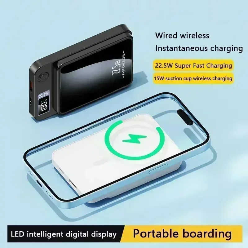 50000mAh Magnetic Qi Wireless Charger Power Bank 22.5W Fast Charging for IPhone Huawei Xiaomi Mini Powerbank
