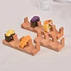 A96K-Wood Sushi Tacos Holder Taco Stand Serving Rack Divider Taco Rack Tray Plates For Home Restaurant Dining Party 3