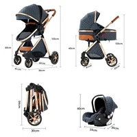 Système de poussette de voyage 3-en-1 Magic ZC, poussette compacte pliable avec nacelle, siège auto pour bébé et siège réversible, landau haute position, roues amortissantes, poignée réglable, pliage à une main, nouveau-né à tout-petit, beige 8