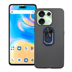 Stylish Back Ring Holder Bracket Phone Cover - TPU Soft Silicone Case, 6.75 Display for UMIDIGI G9 5G (Black Tpu C Blue)
