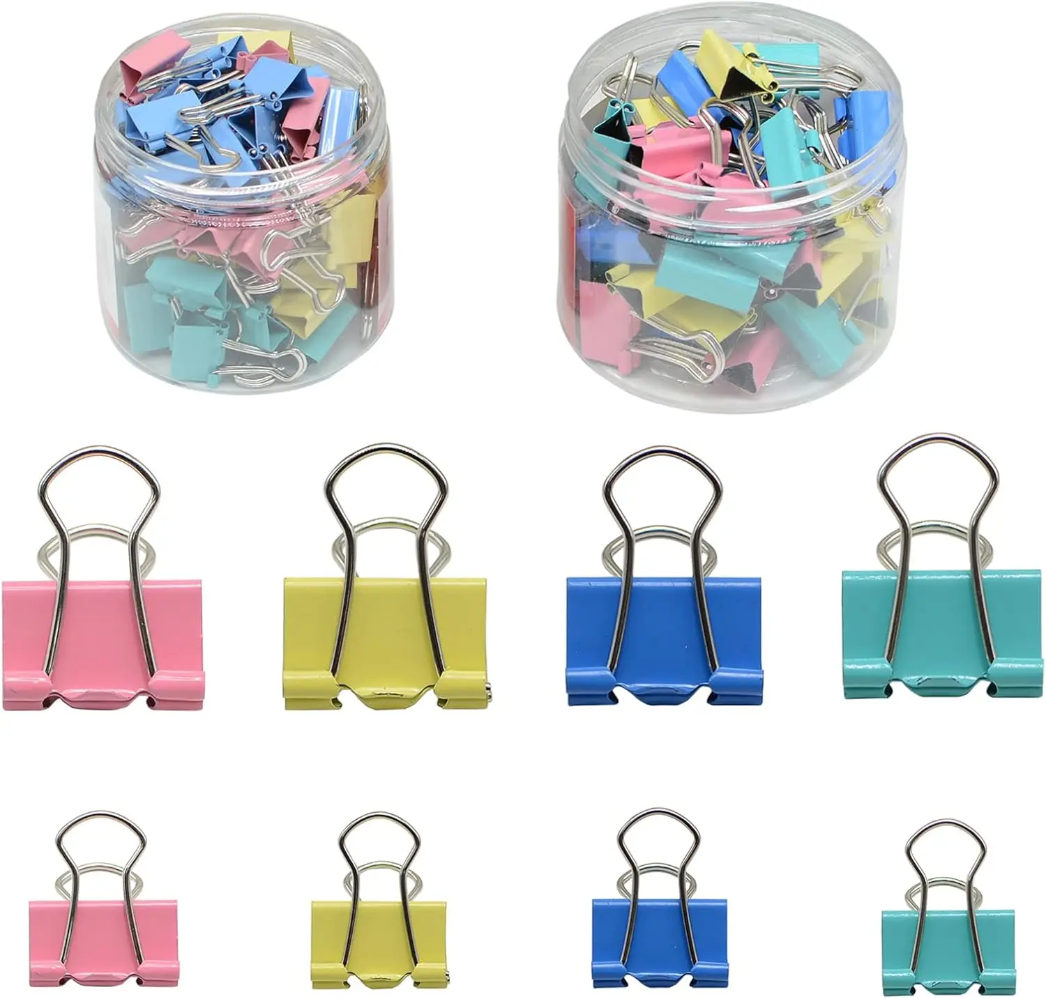 100 Pcs Colourful Small Binder Clips 2 Size Paper Clamps for Office Work School and Home Supplies (15mm and 19mm 100pcs)