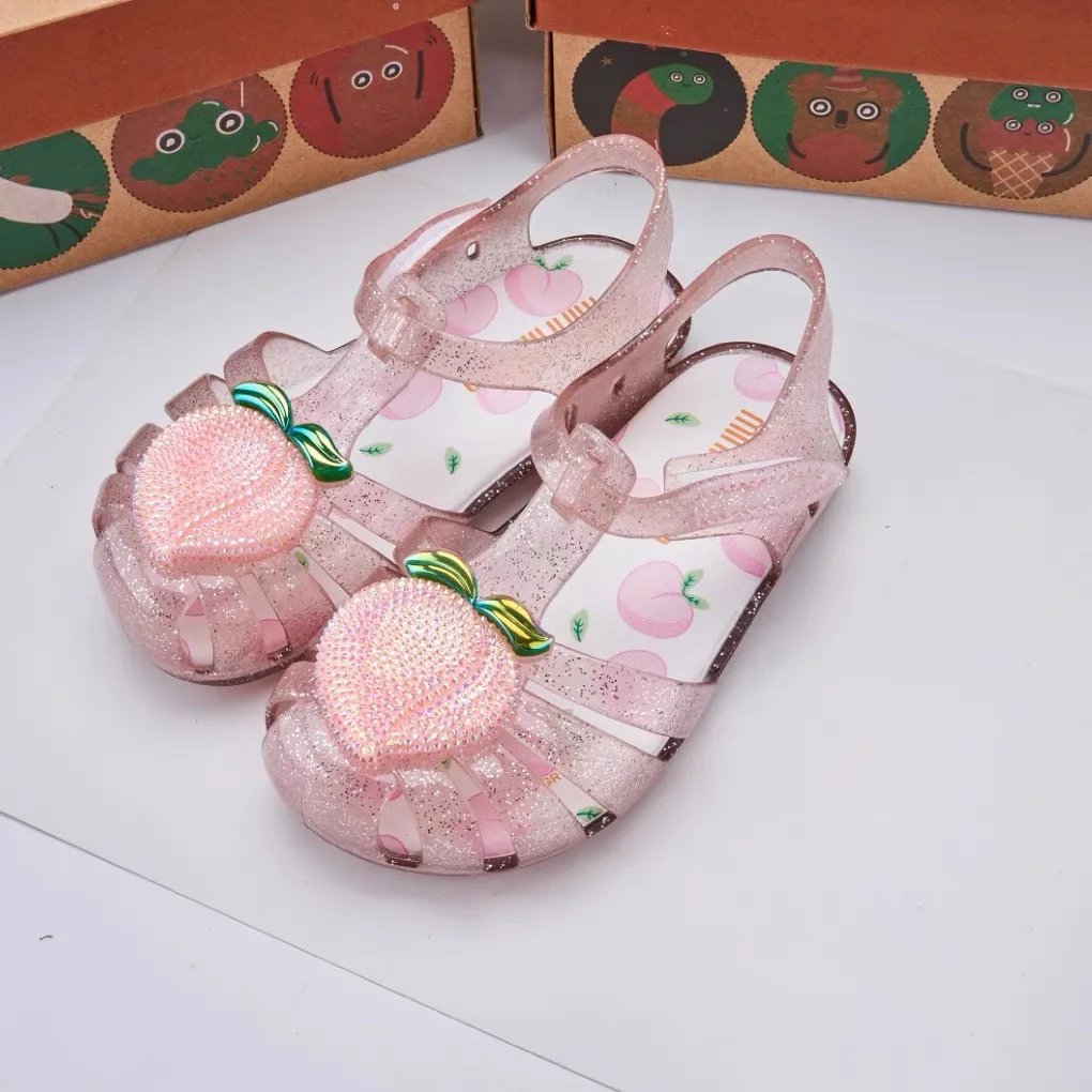 Mini Melissa New Style Valentine's Day Children Summer Roma Sandals Heart Design Girl Fashion LOVE Jelly Shoes Kids Beach Sandal 5