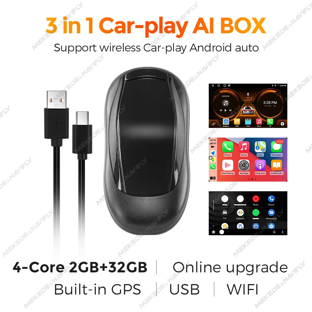 2023 Android Car Play Streaming Ai Tv Box Wireless Carplay Android Auto Adapter Plug And Play Support Youtube Netflix Iptv Gps